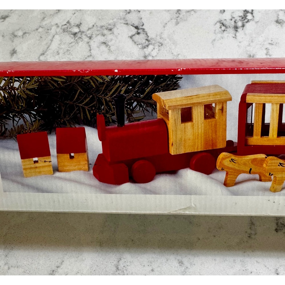 Vintage 1992 International Christmas 21 Pc Wooden Train Set New In Box Holiday - Picture 7 of 7